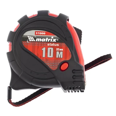 Рулетка Status magnet 3 fixations 10 м х 32 мм обрезиненный корпус зацеп с магнитом MATRIX 31000