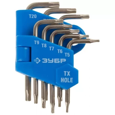 Набор ключей имбусовых ЗУБР&quot;ЭКСПЕРТ&quot;МИНИ для точных работ, Cr-V,TORX Т5-Т20, с отверстием,для защищенного крепежа,8шт 27477-H8 купить в Тюмени