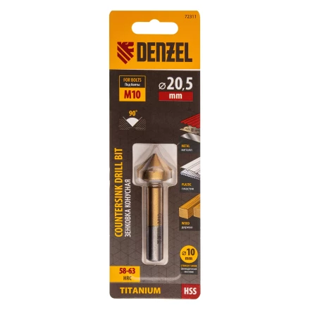 Зенковка конусная под М10, HSS, по металлу, цилиндрический хвостовик Denzel 72311 купить в Тюмени