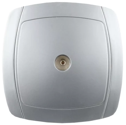 Розетка СВЕТОЗАР &quot;АКЦЕНТ&quot; телевизионная одинарная в сборе, цвет серебристый металлик SV-54215-SM купить в Тюмени