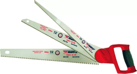 Ножовка по дереву &quot;три в одном&quot; 3 рабочих полотна  металлическая обрезиненная рукоятка MATRIX 23575 купить в Тюмени