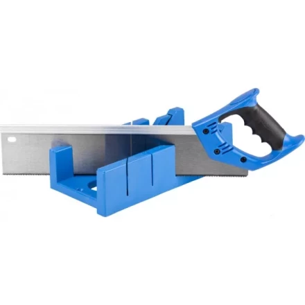 Стусло ЗУБР &quot;ЭКСПЕРТ&quot; пластиковое + ножовка с двухкомпонентной рукояткой, усиленный обушок, для заготовок до 105х55мм, 3 угла запила, ножовка 400мм 15397 купить в Тюмени