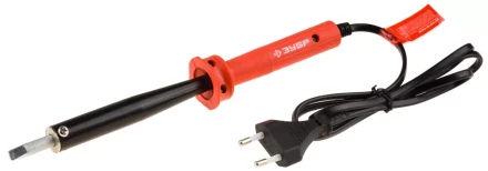 Электропаяльник ЗУБР "МАСТЕР" с пластиковой рукояткой и долговечным жалом, форма клин, 100Вт 55400-100_z01 купить в Тюмени