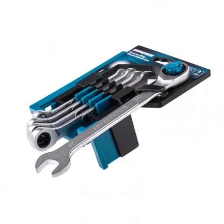 Набор ключей комбинированных трещоточных количество зубьев 100 СRV 5 шт 8- 17 мм Gross 14858 купить в Тюмени