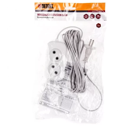 Удлинитель бытовой без заземления 5 м 2 розетки 6 А серия УХ6 Denzel 95922 купить в Тюмени