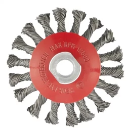 Щетка для УШМ 100 мм М14 "тарелка" крученая проволока 0,5 мм MATRIX 74609