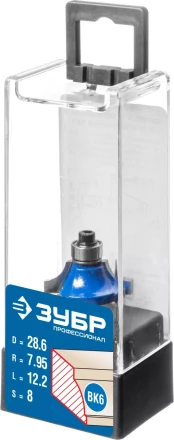 ЗУБР 28.6 x 12.2 мм, радиус 8 мм, фреза кромочная калевочная №1, Профессионал (28700-28.6) купить в Тюмени