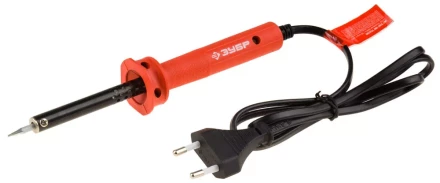 Электропаяльник ЗУБР "МАСТЕР" с пластиковой рукояткой и долговечным жалом, форма конус, 40Вт 55400-40_z01 купить в Тюмени