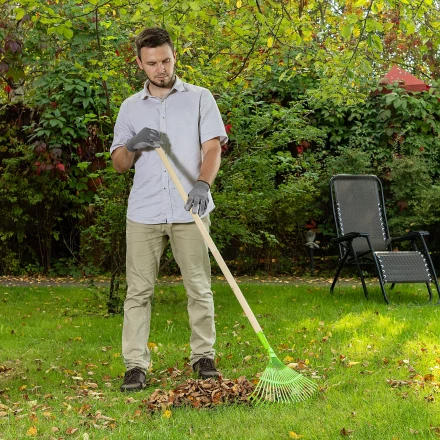 Грабли веерные стальные Palisad, 425 мм, 22 плоских зуба, эмалированные, без черенка, 617705 купить в Тюмени