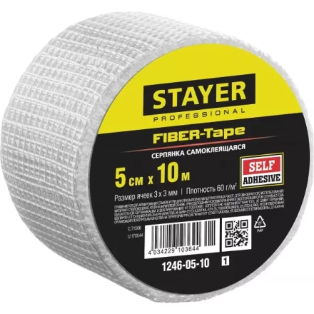 Серпянка самоклеящаяся FIBER-Tape, 5 см х 10м, STAYER Professional 1246-05-10 1246-05-10_z01 купить в Тюмени
