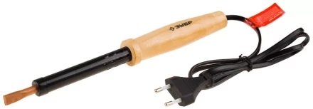 Электропаяльник ЗУБР &quot;МАСТЕР&quot;с деревянной рукояткой и долговечным жалом, форма клин, 100Вт 55405-100_z01 купить в Тюмени