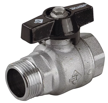 Кран шаровой ЗУБР полнопроходной &quot;мама-папа&quot;, бабочка, хромиров латунь, 3/4&quot; 4-51324-C-3/4 купить в Тюмени