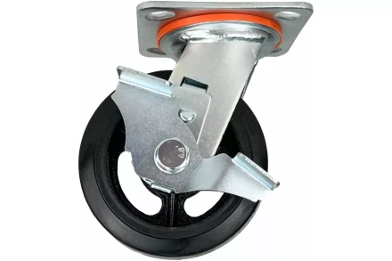 Аппаратное поворотное колесо большегрузное с тормозом HITCH 152*50 резина черная SCdb63 (SZ085006) купить в Тюмени