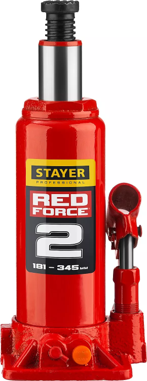 Домкрат гидравлический бутылочный "RED FORCE", 2т, 181-345 мм, STAYER 43160-2 43160-2_z01 купить в Тюмени