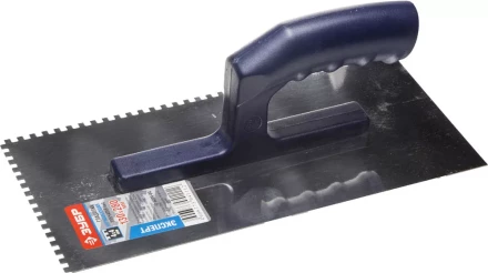 Гладилка ЗУБР нержавеющая с пластиковой ручкой, зубчатая, 4х4мм 0804-04 купить в Тюмени