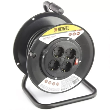 Удлинитель силовой на кабельной катушке 25м 4 розетки 16А серия УХз16 DENZEL 95905 купить в Тюмени