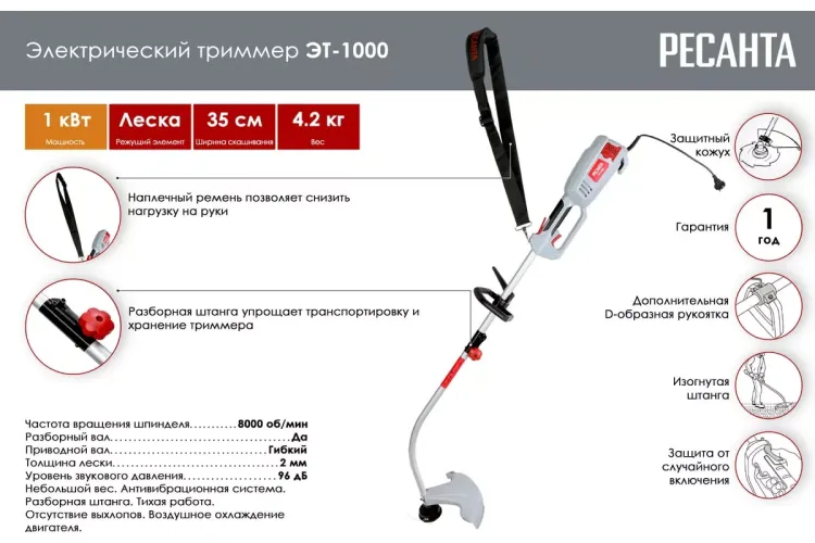 Электрический триммер Ресанта ЭТ-1000 70/1/20 купить в Тюмени