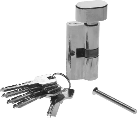 Механизм ЗУБР &quot;ЭКСПЕРТ&quot;цилиндровый, повышенной защищенности, тип &quot;ключ-защелка&quot;, цвет хром, 6-PIN, 60мм 52107-60-2 купить в Тюмени