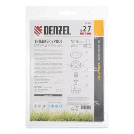 Катушка триммер. полуавтомат., гайка М10, М10, М12, лев. шаг 1,25 1,5 1,5мм Denzel 96393 купить в Тюмени