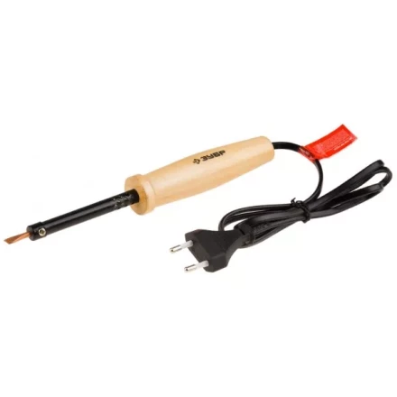Электропаяльник ЗУБР &quot;МАСТЕР&quot; с деревянной рукояткой и долговечным жалом, форма клин, 25Вт 55405-25_z01 купить в Тюмени
