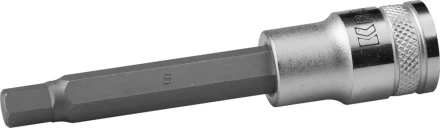 Торцовая бита-головка KRAFTOOL &quot;INDUSTRIE QUALITAT&quot;, удлиненная, материал S2, HEX, сатинированная, 1/2&quot;, H8 27909-08_z01 купить в Тюмени