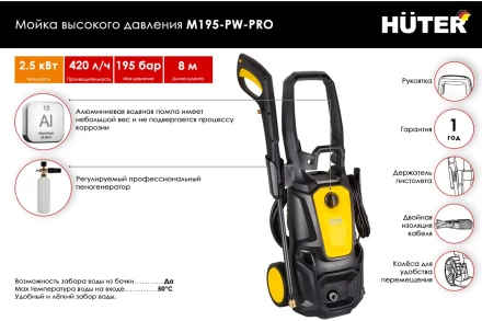 Мойка высокого давления HUTER M195-PW-PRO купить в Тюмени