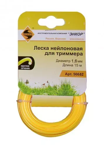 Леска нейл. для трим.,ф1,6ммх15м, круг Энкор 1/20 56652 купить в Тюмени