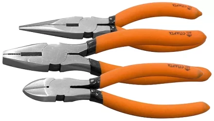 Набор губцевого инструмента из 3-х предметов №1 (плоскогубцы длинногубцы бокорезы) SPARTA 13544 купить в Тюмени