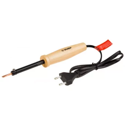Электропаяльник ЗУБР &quot;МАСТЕР&quot; с деревянной рукояткой и долговечным жалом, форма клин, 40Вт 55405-40_z01 купить в Тюмени