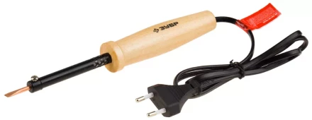 Электропаяльник ЗУБР &quot;МАСТЕР&quot; с деревянной рукояткой и долговечным жалом, форма клин, 40Вт 55405-40_z01 купить в Тюмени