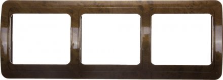 Панель СВЕТОЗАР &quot;ГАММА&quot; накладная, горизонтальная, цвет орех, 3 гнезда SV-54148-N купить в Тюмени