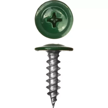 Саморезы ЗУБР с прессшайбой по листовому металлу до 0,9 мм, окрашенные в RAL-6005, PH2, 4,2х19 мм, 450шт 300191-42-019-6005 купить в Тюмени