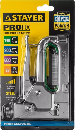 Степлер &quot;Max 140&quot; с регулировкой силы удара, металл корпус 4-в-1: тип 140 (6-14 мм) / 28 (9-11 мм) / 300 (10-14 мм) / 500 (14 мм), STAYER 31508_z02 купить в Тюмени
