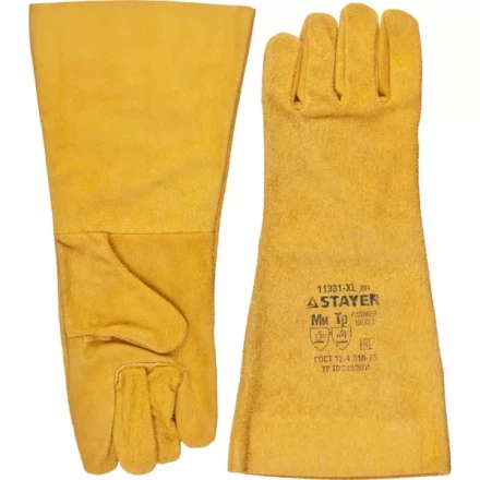 Термостойкие краги STAYER &quot;MASTER&quot; для сварки и тяжелых механических работ, 400 мм 11331-XL_z01 купить в Тюмени