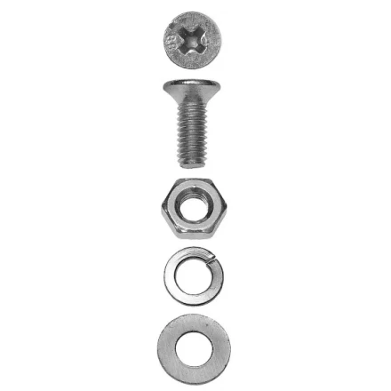 Винт ЗУБР (DIN965) в комплекте с гайкой (DIN934), шайбой (DIN125), шайбой пруж. (DIN127),  M3x16мм, ТФ6, 45шт. 4-303456-03-016 купить в Тюмени