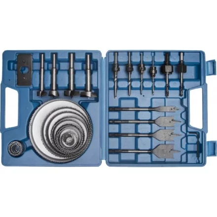 Набор ЗУБР &quot;ЭКСПЕРТ&quot; Коронки по дереву 19-127мм, державка 19-30мм, державка с опорн. осн., ключ имбус., сверла, 28 пред 29555-H28 купить в Тюмени