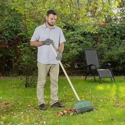 Грабли веерные пластиковые Сибртех, 420 мм, 22 плоских зуба, без черенка, Россия, 617055 купить в Тюмени