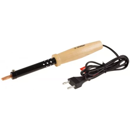 Электропаяльник ЗУБР &quot;МАСТЕР&quot; с деревянной рукояткой и долговечным жалом, форма клин, 80Вт 55405-80_z01 купить в Тюмени