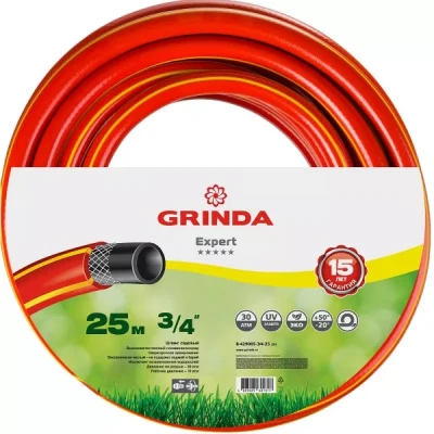 Шланг GRINDA "EXPERT" поливочный, 28 атм., армированный, 3-х слойный, 3/4"х25м 8-429005-3/4-25_z01