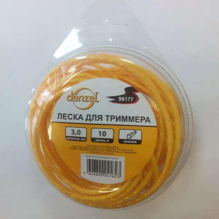 Леска для триммера квадратная витая, 3,0мм х 10м  Denzel Россия 96177 купить в Тюмени