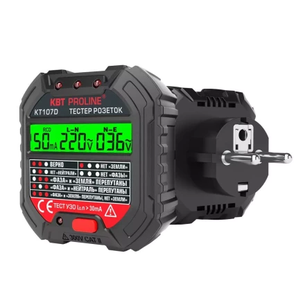Тестер розеток и УЗО КВТ КТ 107D (86321) купить в Тюмени