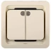 Выключатель СВЕТОЗАР &quot;ГАММА&quot; двухклавишный, с подсветкой, цвет бежевый, 10А/~250В SV-54135-B купить в Тюмени