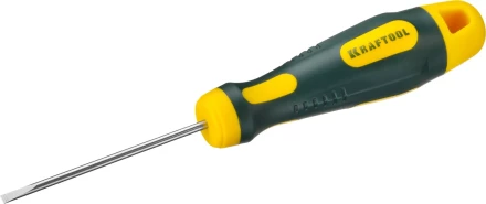 Отвертка KRAFTOOL, Cr-Mo-V сталь, двухкомпонентная противоскользящая рукоятка, SL, 2,5x60мм 250071-2.5-060 купить в Тюмени