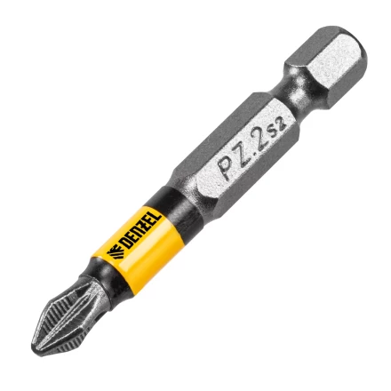 Бита PZ2х50, сталь легированная S2, 10 шт., круглый профиль, отрывная упаковка, Е 6,3 Denzel 11680 купить в Тюмени