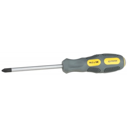 Отвертка STAYER &quot;PROFESSIONAL&quot; &quot;MAX-GRIP&quot; ударная, двухкомпонентная рукоятка, магнит наконечник, Cr-V, PH №1x75мм 25824-1-075 G купить в Тюмени