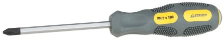 Отвертка STAYER &quot;PROFESSIONAL&quot; &quot;MAX-GRIP&quot; ударная, двухкомпонентная рукоятка, магнит наконечник, Cr-V, PH №1x75мм 25824-1-075 G купить в Тюмени