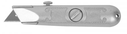 Нож ЗУБР &quot;МАСТЕР&quot; с трапециевидным лезвием тип А24, метал. корпус, выдвижное лезвие с автоматической фиксацией 09220_z01 купить в Тюмени