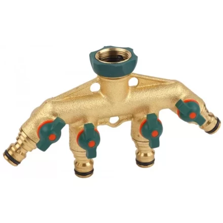 Распределитель RACO &quot;Profi-Plus&quot; четырехканальный, латунный с покрытием TPR, 3/4&quot; 4244-55134D купить в Тюмени