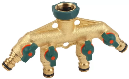 Распределитель RACO &quot;Profi-Plus&quot; четырехканальный, латунный с покрытием TPR, 3/4&quot; 4244-55134D купить в Тюмени