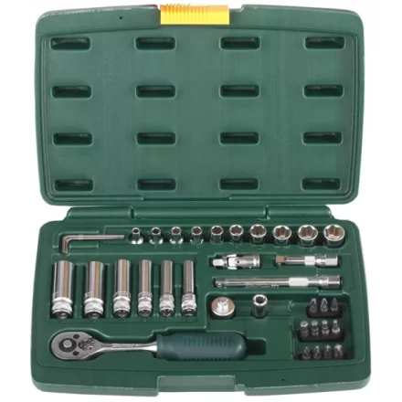 Набор KRAFTOOL &quot;INDUSTRIE QUALITAT&quot; Торцовые головки, 1/2&quot;, 1/4&quot;, 37 предметов 27881-H37 купить в Тюмени